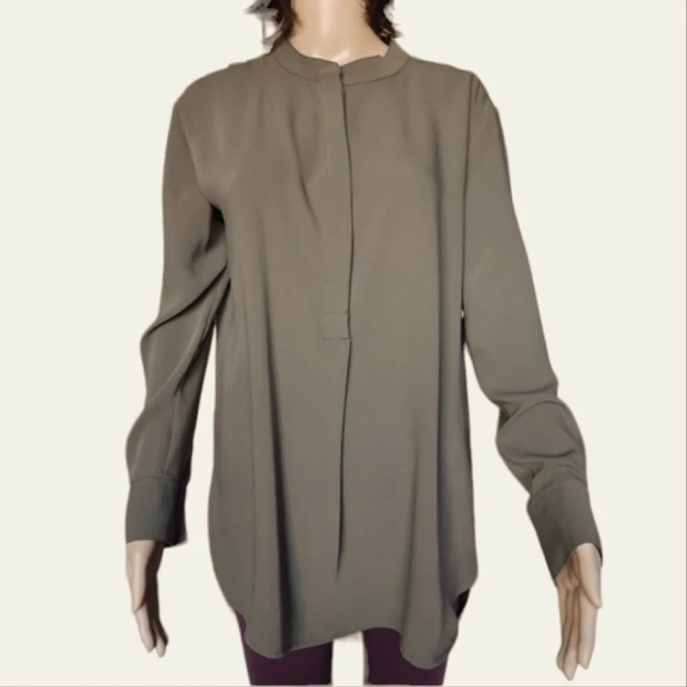 Elie Tahari No Collar Tunic Blouse - Picture 1 of 13